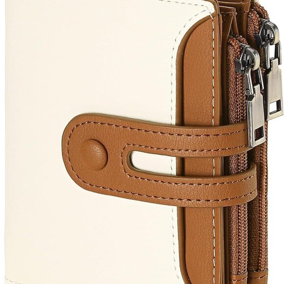 Accessories - Women's Small RFID Card Wallet Bifold with Zipper Pocket Faux Leather